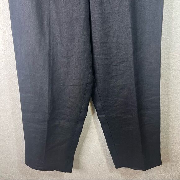 Talbots Womens Dress Pants Pleated Irish Linen Work Office Casual Black Petite 8 - Picture 3 of 9